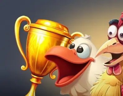 Kokobet kippen met een gouden beker
